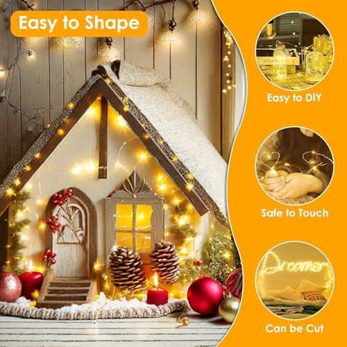 2 Pack 66FT 200 LED Fairy Lights with Remote, Plug in Twinkle Lights - Image 7