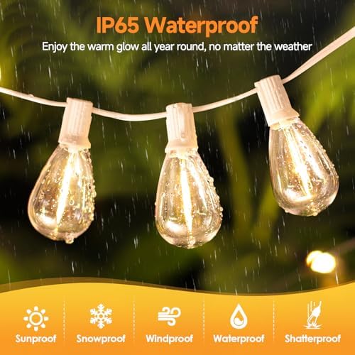 Larkvue 75FT LED Outdoor String Lights, Patio Light, 22+2 S11 Bulbs, White - Image 3
