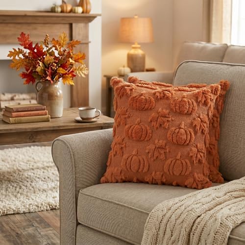 AVOIN colorlife Caramel Pumpkin Fall Throw Pillow Covers 20x20 Inch - Image 3