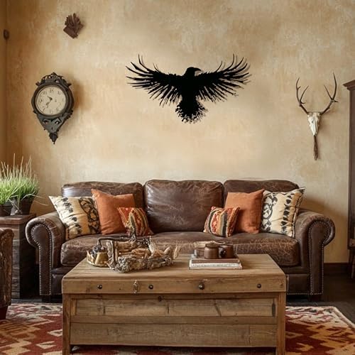 Metal Raven Wall Art, 3D Viking Crow Decor for Gothic Home, Black Outdoor - Image 2