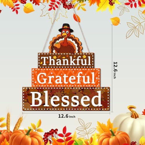 Thanksgiving Decorations Wooden Turkey Door Sign Thankful Sign Decor - Image 4