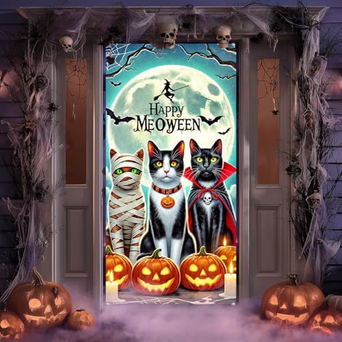 BlissYard Halloween Door Cover Meoween 35x71 Inch Polyester - Image 6