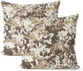 Boho Outdoor Beiga Brown Floral Vintage Pillow Covers 18x18 Set of 2 by JEFERSO