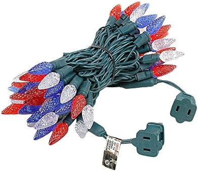 Novelty Lights 24FT 70 LED C6 Outdoor USA String Lights, Red, White & Blue - Image 5
