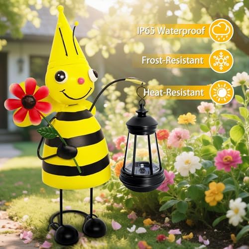 Solar Garden Lights Bee with Solar Lantern,Bee Statue Decor Waterproof - Image 5