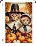 BlissYard Thanksgiving Garden Flag Pilgrim Cats Pumpkin 12x18 Inch Decor by BlissYard