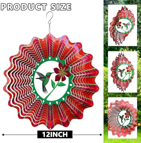 Ruby-Throated Bird Wind Spinner, Hummingbird Wind Spinners - Image 5