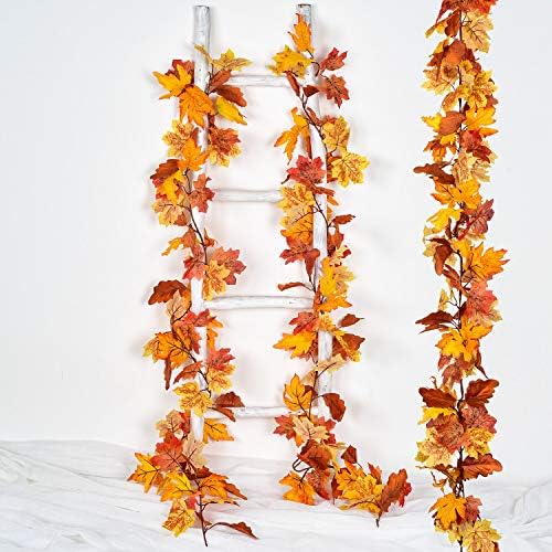 Fall Garland Maple Leaf, 2 Pack 5.9Ft/Piece Hanging Vine Artificial Autumn Foliage Garland Thanksgiving Decor for Home Wedding Fireplace Party Christmas - Image 5