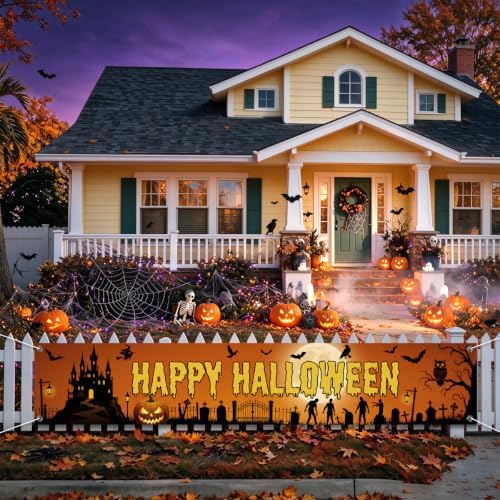 Happy Halloween Banner Outside Halloween Decorations Yard Party Porch Sign - Image 2