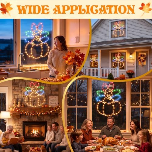Hiboom Thanksgiving Turkey Pumpkin String Lights, Yellow Red Green, 23'' - Image 7