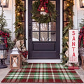 Moucuny Christmas Red Green White Brown Plaid Outdoor Rug 3' X 5' Doormat by Moucuny