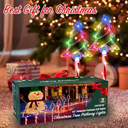 Christmas Pathway Lights Outdoor Decorations 27inch with Stake, 6/18H Timer 8 Modes LED Candy Cane Pathway Lights Outdoor, 32 FT Colorful Xmas Decorations for Walkway Yard Decor 10 Pack - Image 7