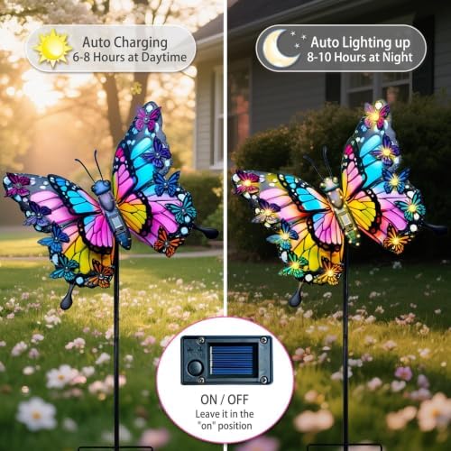 Hexagram Butterfly Garden Decor, Butterfly Solar Lights for Outside Lawn - Image 3