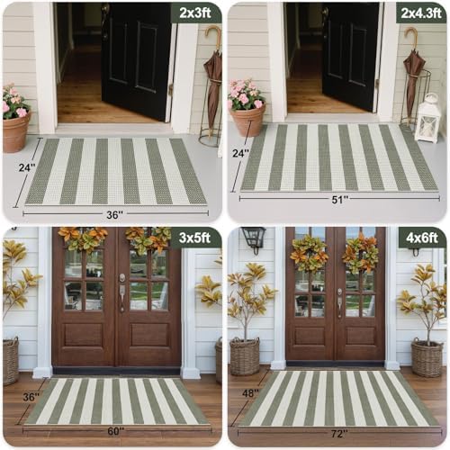 OJIA Front Door Mat 24"x36" Outdoor Doormat Striped Porch Rugs Fall Decor - Image 3