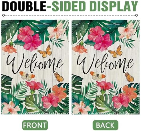 Dyrenson Welcome Spring Summer Tropical Plant Decorative Garden Flag - Image 3