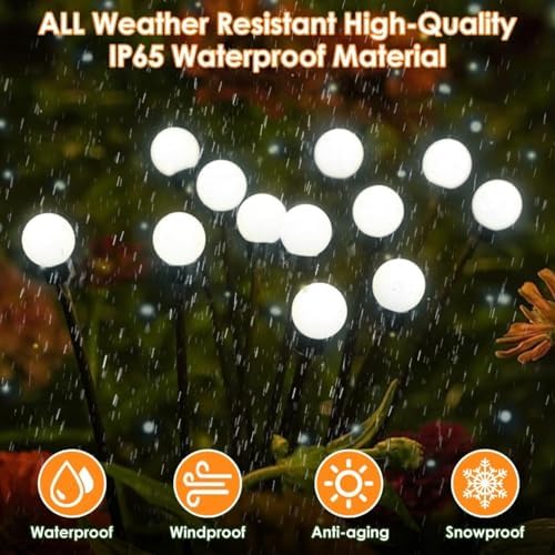 Solar Garden Lights Outdoor 8 Pack 64 LED Solar Firefly Lights Cool White - Image 3