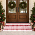 2' x 4'3" Red White Plaid Christmas Doormat Crystal Velvet Entry Rug by Unknown