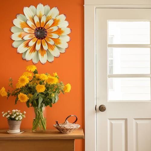 YEAHOME Metal Flower Wall Decor, 16" Wall Art Hanging Decorations for Home Bathroom, Bedroom, Living Room, Office, Boho Art, Indoor Outdoor Decorations Patio Garden Decor - Image 5