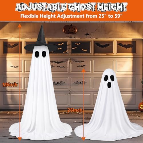 Halloween Ghost Decorations, 2 Pack 59" Lighted Ghosts with Remote - Image 2