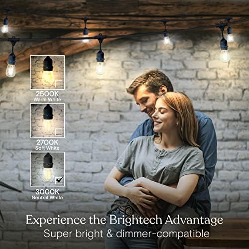 Brightech Ambience Pro - Waterproof LED Outdoor String Lights - Hanging, Dimmable 2W Vintage Edison Bulbs - 48 Ft Commercial Grade Patio Lights Create Cafe Ambience in Your Backyard - Image 6