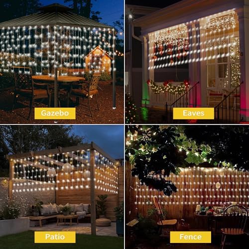 Solar Curtain Lights Outdoor, Outdoor Solar Christmas String Icicle Lights - Image 2