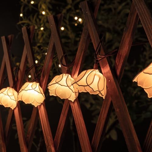 TWINKVILLA Decorative String Lights Plug in with 10 Bulbs, Flower Garland Fairy Lights Connectable Weatherproof Outdoor Indoor for Wedding Garden Pergola Bedroom Porch Floral Home Decor (White) - Image 7