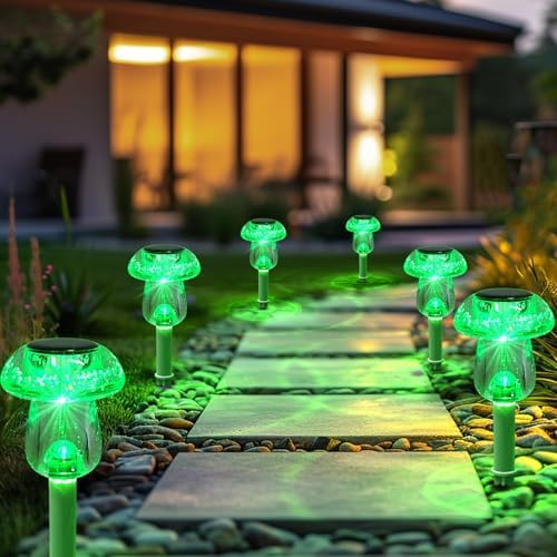Benany Solar Lights Outdoor, St Patricks Day 16 Pack Mushroom Landscape Lights Waterproof, Solar Powered LED Lighting for Garden Yard Path Pathway Lawn Walkway Driveway Backyard Decor (Green) - Image 5