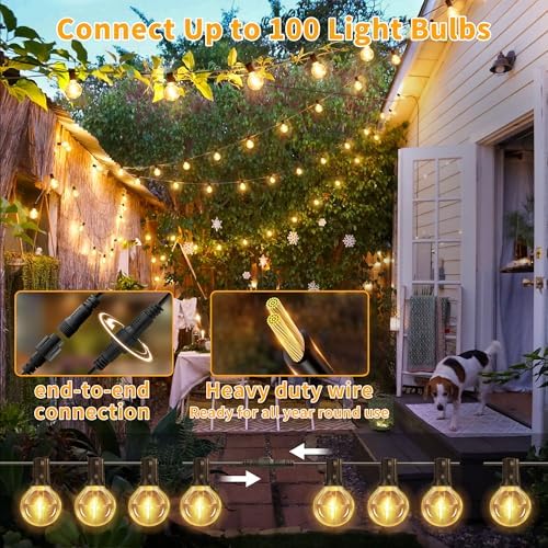 Ollny Outdoor String Lights 100FT with RF Remote & Light Sensor - Image 6