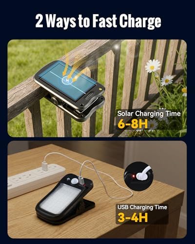 Clip On Solar Fence Lights Outdoor Waterproof, Solar Clamp on Security Motion Sensor Lights with 3 Light Modes for Fence, Wall, Garage, Patio Umbrella (2 Pack) - Image 4