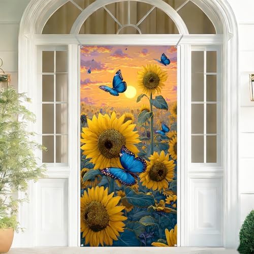 Front Door Covers Decorative, Spring Flower Design Door Curtain 70.8 x 35.4 Inch for Porch Outdoor Indoor Home Decor (Colorful-252) - Image 4