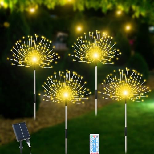 Slyuexu Solar Garden Lights Outdoor Waterproof, 4 Pack Total 480 LED by Slyuexu