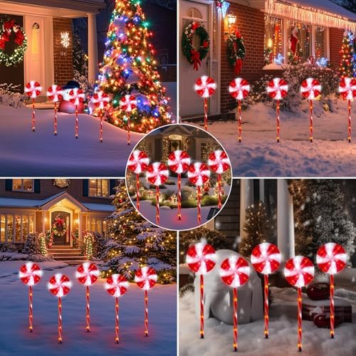 Outdoor Christmas Decorations, Lollipop Pathway Lights, 5 Pack - Image 7