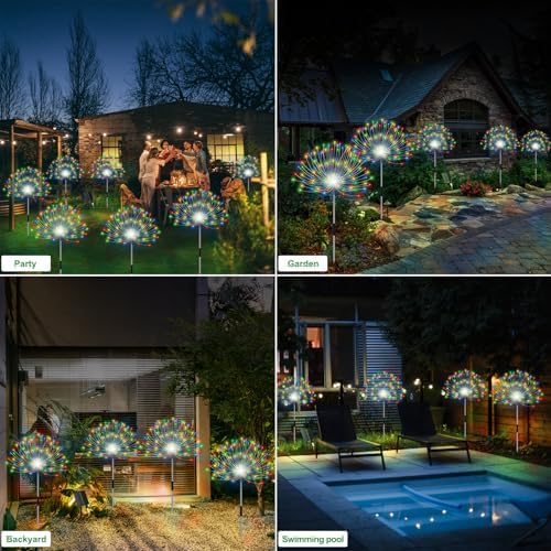 Slyuexu Solar Garden Lights Outdoor Waterproof, 4 Pack Total 480 LED - Image 6
