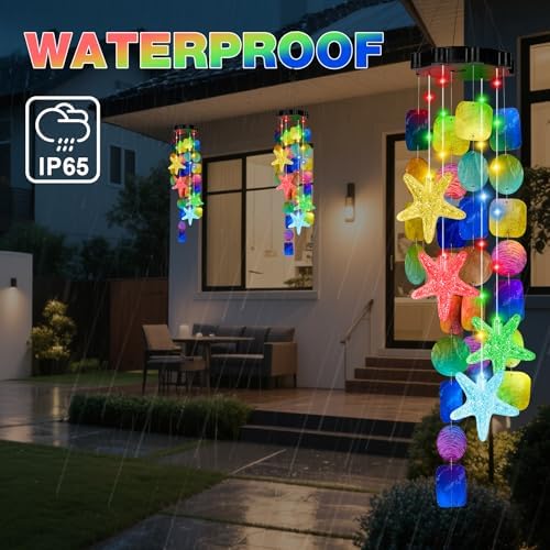 (New) Solar Wind Chime for Outside, Solar Hanging Wind Chime Lights for Holiday Garden Yard Window, Shell Lights Gift for Grandma Mom Women Wife Grils - Multicolor - Image 3