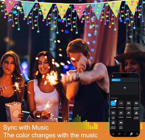 LED Icicle Lights for Outdoor Christmas Decorations,98Ft 1200 LEDs Color Changing Christmas Fairy Light,APP & Remote Control,8 Lighting Modes,Plug in RGB hanging Curtain Light for Xmas Party Wedding - Image 4