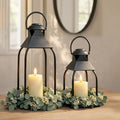 Decorative Metal Lanterns Indoor Outdoor, Candle Holder for Porch, Patio, Fireplace, Floor, Wedding, Christmas, Fall, Holiday, Farmhouse Table Centerpiece (Black, Set of 2 15.7" 12") by ZLFart