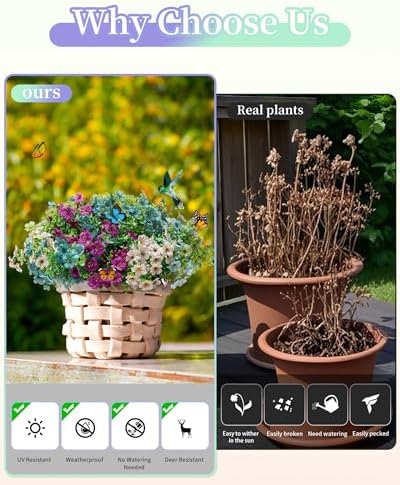 Artificial Flowers for Outdoor Decor, 16 Pack UV-Resistant Fake Colorful Silk Daisy Flowers, Perfect for Spring & Summer Decorating – Front Porch, Patio, Window Boxes, and Potted Plants - Image 4