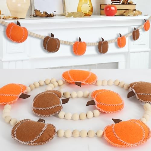 DAZONGE Fall Decor Felt Pumpkin Beads Garland for Fall Home Decorations by Dazonge