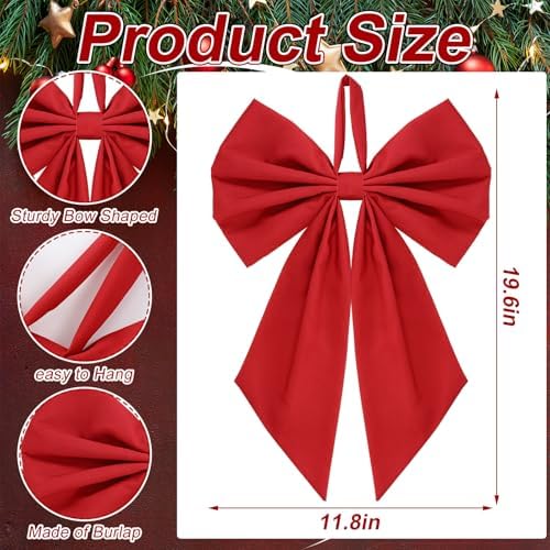 Suncalla 2 Pcs Red Christmas Wreath Bows 18'' x 12'' - Image 3