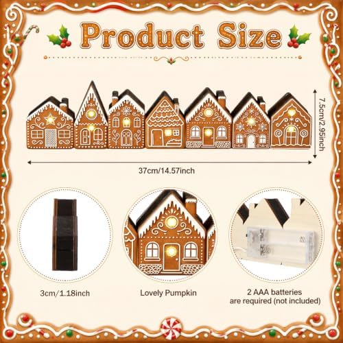 Yousoontic Christmas Table Decorations, Light up Gingerbread House Table Centerpieces Wooden Sign Decorations with LED Lights, 3D Block Xmas Decor for Christmas Tabletop Mantel Desk Home Office Party - Image 3