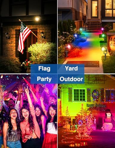 Spot Lights Outdoor, Smart RGBW LED Color Changing Landscape Lights with APP and Remote Control, Music Mode, DIY Scenes, Timing, IP65 Waterproof Spotlights Plug in for Yard Garden, 2 Pack - Image 2