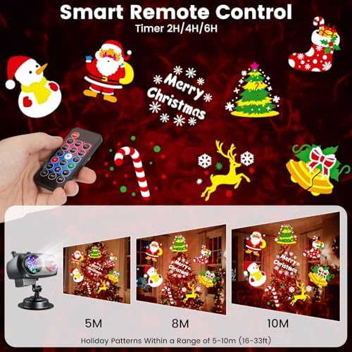 Halloween Christmas Projector Lights Outdoor，LED Projector Lights,2-in-1 Dual Projection System with 10 Slides，15W Brighter HD Ocean Wave Effect,Waterproof for Indoor/Outdoor Decor, Home Party. - Image 4