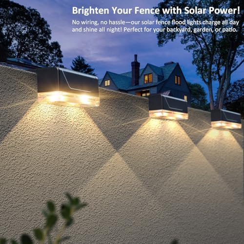 Solar Fence Lights Outdoor - 3000/4000/6000K 3 Mode, IP65 Waterproof Fence Lights Solar Powered, Dusk to Dawn Solar Light for Outside, Backyard/Step/Patio/Deck/Stair Railings and Wall (12 pack) - Image 5