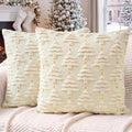 Softalker Christmas Pillow Covers 20x20 Set of 2, Beige Xmas Tree Decor by Softalker