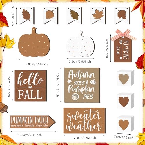 Sumind 15 Pcs Fall Decorations for Home Fall Tiered Tray Decor Set,Leaf - Image 3