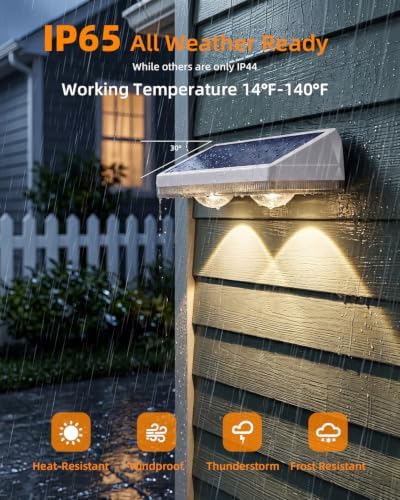 8 Pack Solar Fence Lights Outdoor ,Warm White + RGB 13 Color Mode Fence Lights Solar Powered with Ultra-Bright Lens IP65 Waterproof,Solar Wall Light for Backyard/Step/Patio/Deck/Stair/Railings(White) - Image 6