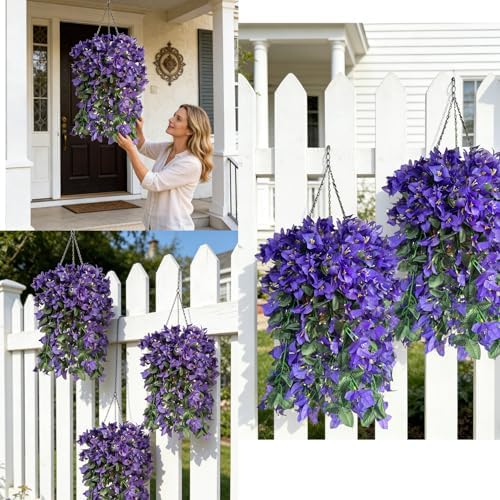 Faux Bougainvillea Artificial Flowers Plants for Outdoors Outside Decoration, 2 PCS Red Fake Flowers UV Resistant Look Real Silk Long Trailing Vines for Front Door Porch Planter Urn Patio Garden Yard - Image 4