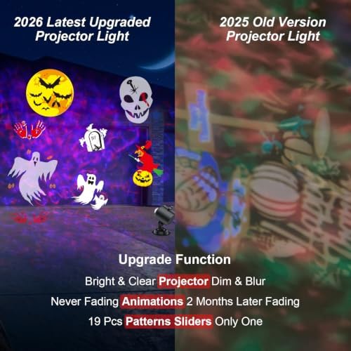 2026 Brighter Halloween Projector Lights,FLITI 19HD Slide (Ocean Wave & Patterns),11 Themes Waterproof Holiday Projector with Remote for Halloween,Christmas Decorations Outdoor or Indoors - Image 3