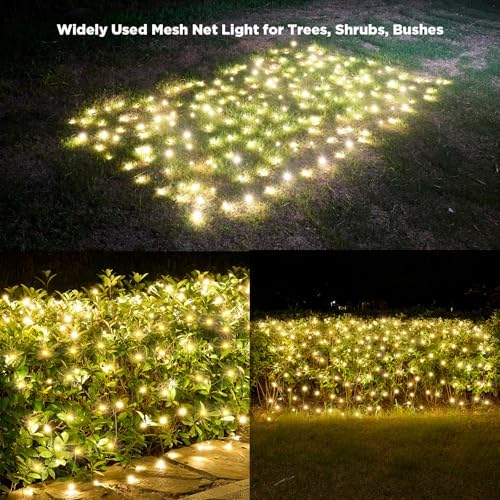 Led Net Lights Christmas Lights Outdoor 200Led 9 ftx 6ft Upgraded WarmWhite Christmas Net Lighting, Waterproof 5mm LED Wide Angle Outdoor Indoor Mesh Net Light for Trees, Bushes, Shrubs Decorations - Image 2