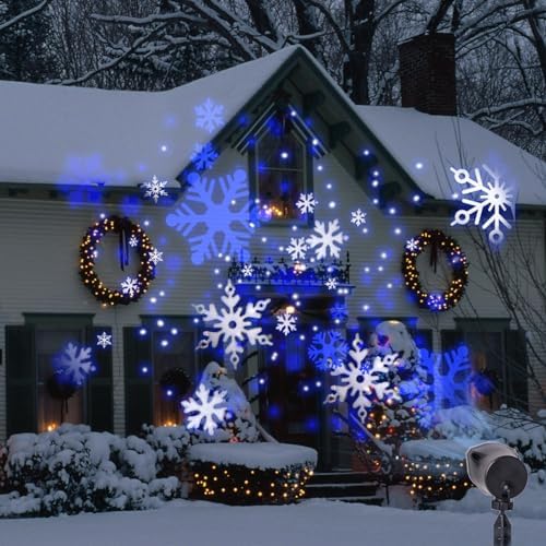 Vanthylit Christmas Projector Lights Outdoor, White Blue Snowflakes Projection Outside, Waterproof LED Landscape Christmas Light for Window Yard House Party Xmas Indoor Decor - Image 5